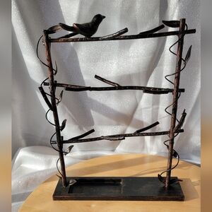 Metal Bronze Color Jewelry Stand Display Storage Holder Ring Necklace Bird